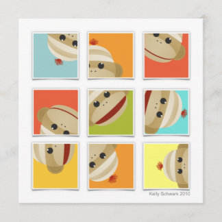 Sock monkeysockakvarter kvadrerar inbjudan