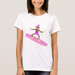 Sock monkeysurfareflicka t-shirt