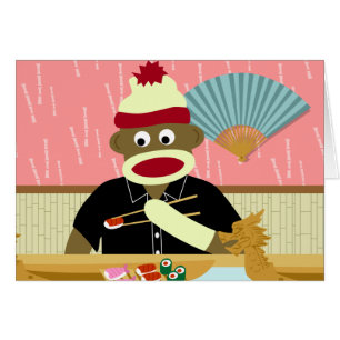 Sock monkeySushi Hälsningskort