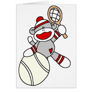Sock monkeytennis hälsningskort