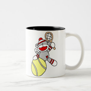 Sock monkeytennis Två-Tonad mugg