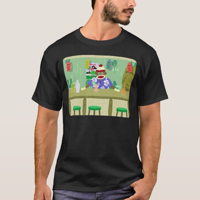 Sock monkeyTiki pub T-shirt (Framsida)