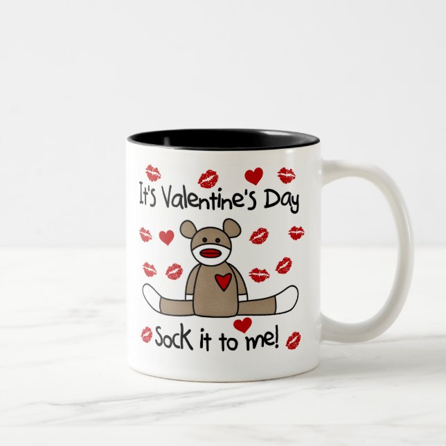 Sock monkeyvalentines day Två-Tonad mugg (Höger)