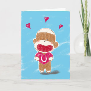 Sock monkeyvalentinkort helgkort