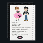Sock Skutt Kids Rock and roll Retro Party Inbjudningar<br><div class="desc">Sock Skutt Party-inbjudningar med elegant handskriftstypografi anpassade till dina händelsespecifikationer för alla tillfälle. Grafik av Jessica Weible Illustrations på MyGrafico.</div>