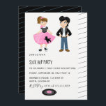 Sock Skutt Kids Rock and roll Retro Party Inbjudningar<br><div class="desc">Sock Skutt Party-inbjudningar med elegant handskriftstypografi anpassade till dina händelsespecifikationer för alla tillfälle. Grafik av Jessica Weible Illustrations på MyGrafico.</div>