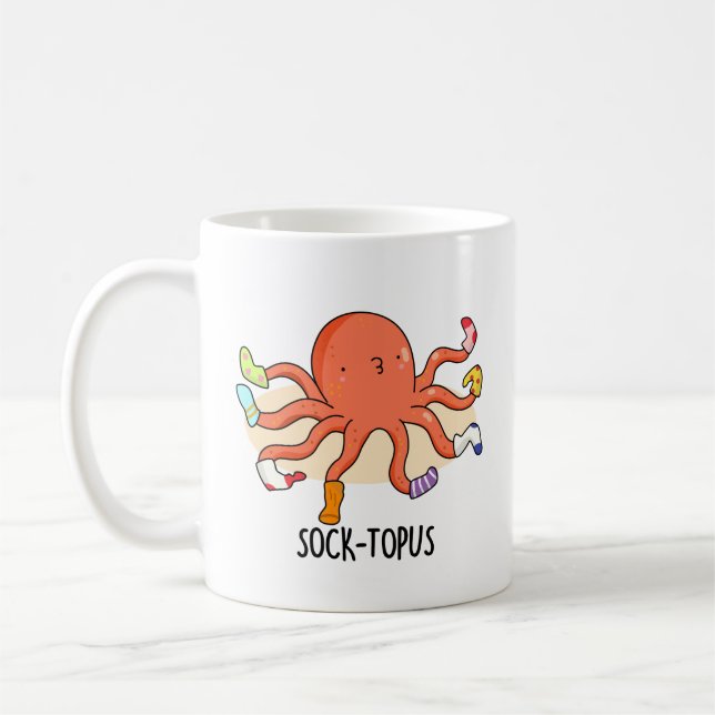 Sock-topus Funny Octopus med sockepun Kaffemugg (Vänster)