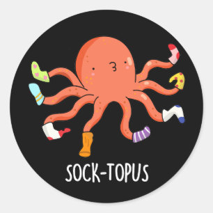 Sock-topus Funny Octopus med sockepun Runt Klistermärke