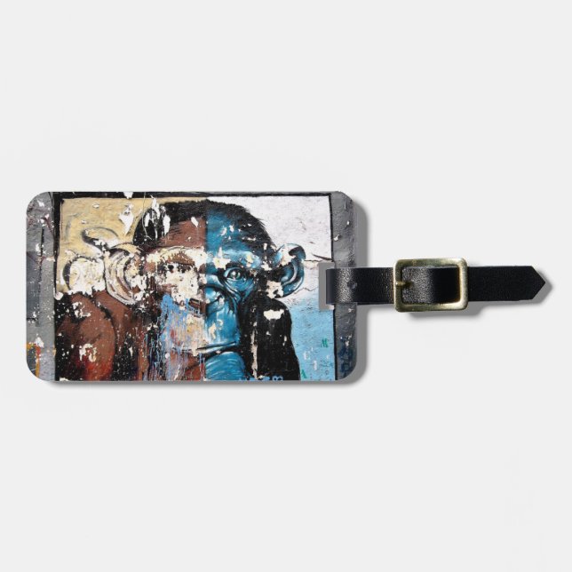 Sockel av apa med läderband bagagebricka (Horisontell Framsida)