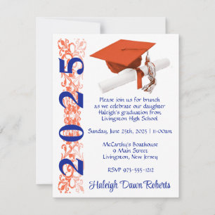 Sockel & diplomat, Orange och Royal Blue Studenten Inbjudningar