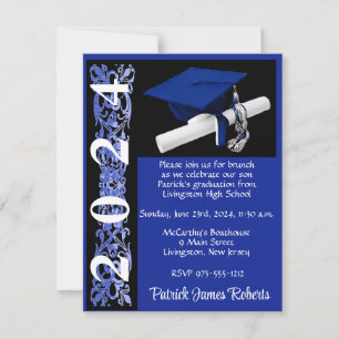 Sockel & diplomat, Royal Blue & Black Studenten Inbjudningar