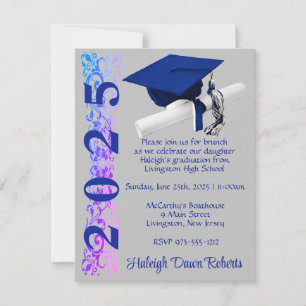 Sockel & diplomat, Royal Blue & Lila Hue Studenten Inbjudningar