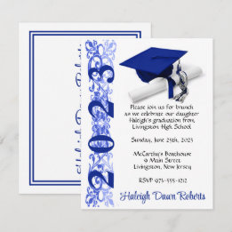 Sockel & diplomat, Royal Blue & White Studenten Inbjudningar