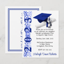 Sockel & diplomat, Royal Blue & White Studenten Inbjudningar