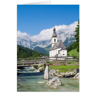 Sockenkyrkan Ramsau i Bayern, Tyskland Hälsningskort