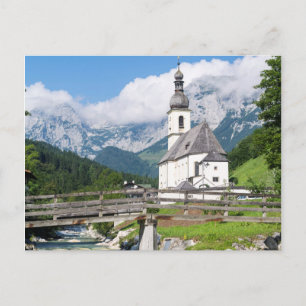 Sockenkyrkan Ramsau i Bayern, Tyskland Vykort