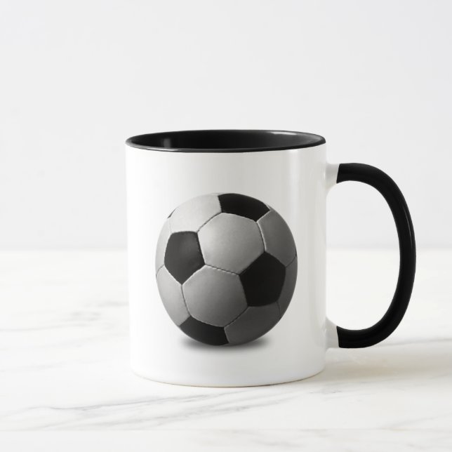SOCKER BALL VECTOR ICON GRAPHICS BLACK WHITE SPORT MUGG (Höger)