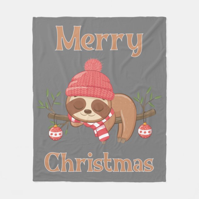 Socker Cute Sloth jul Fleecefilt (Framsidan)