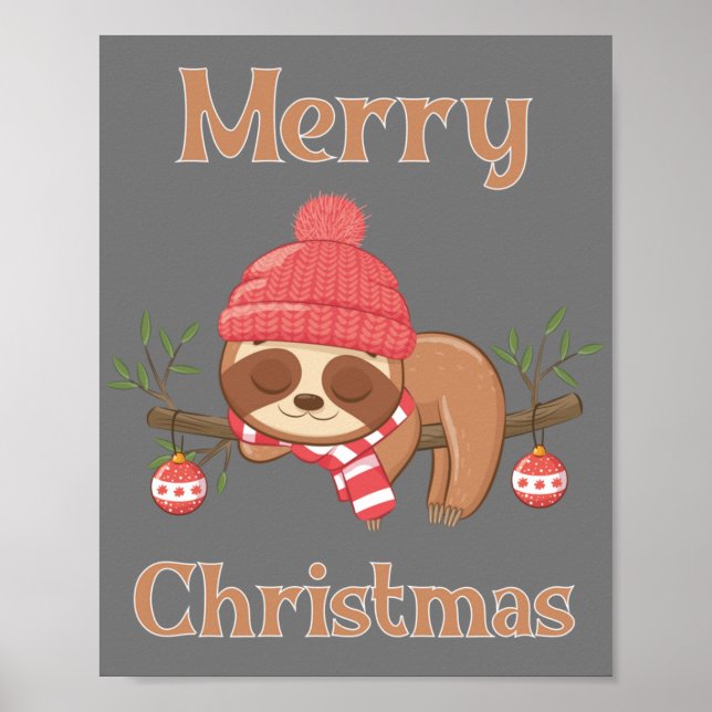 Socker Cute Sloth jul Poster (Framsidan)