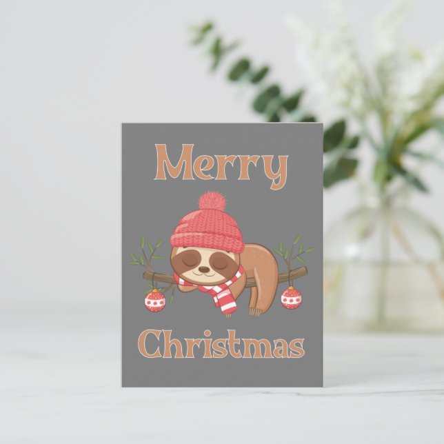 Socker Cute Sloth jul Vykort (Stående Fram)