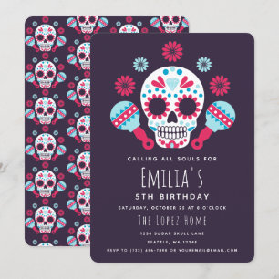 Socker Döskallar Day of the dead Födelsedagsfest Inbjudningar