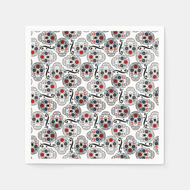 Socker Döskallar Day of the dead Party Napkins Pappersservett (Framsidan)