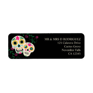 Socker Döskallar Day of the dead Returadress Etikett