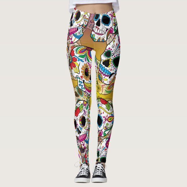 Socker Döskallar Mönster Leggings (Framsida)
