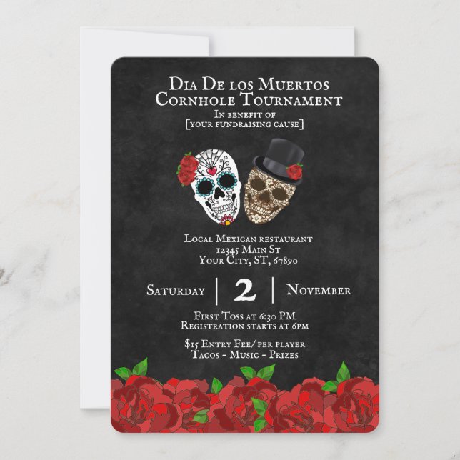 Socker Döskallars Cornhole Tournament Fundraiser Inbjudningar (Framsida)