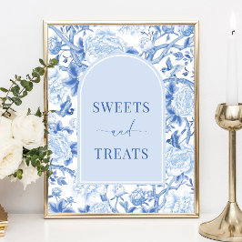 Socker & Gods Blå Vit Chinoiserie Bröllopsskylt Poster