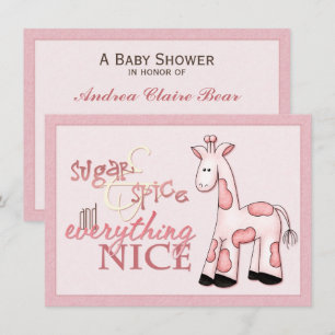 Socker & Krydda Baby Girl Rosa Duscheinladning Inbjudningar