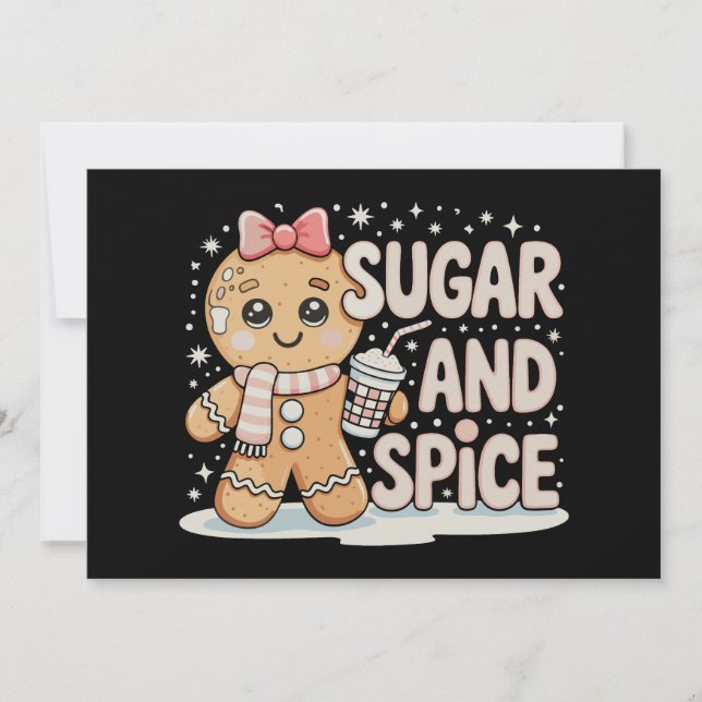 Socker Krydda Pepparkaka Bougie Rosa Jul Xmas Inbjudningar (Framsida)