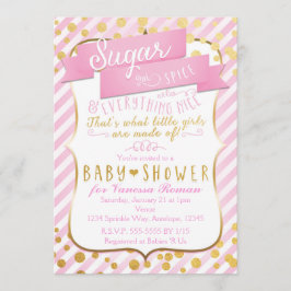 Socker & Krydda Rosa & Guld Baby Shower Inbjudan