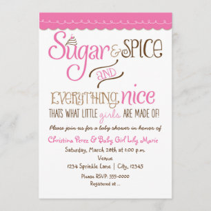 Socker & Krydda Typografi Baby Shower Inbjudan