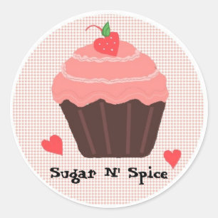 Socker och Krydda Glasad Cupcake Runt Klistermärke