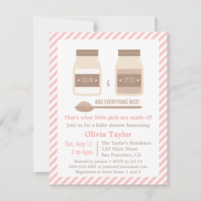 Socker och krydda och allt trevlig baby shower inbjudningar (Framsida)