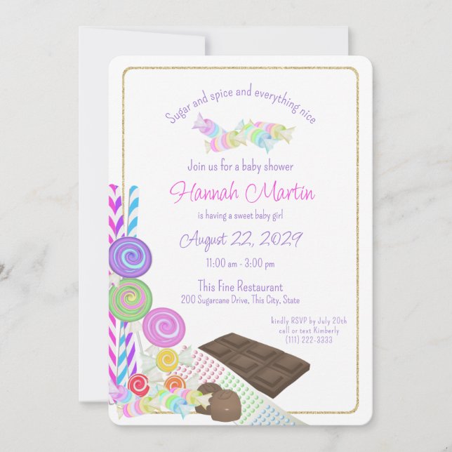 Socker och spice Candy Baby Luncheon Inbjudningar (Framsida)