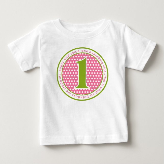 Socker och spice First Birthday T-skjorta Tee Shirt (Framsida)