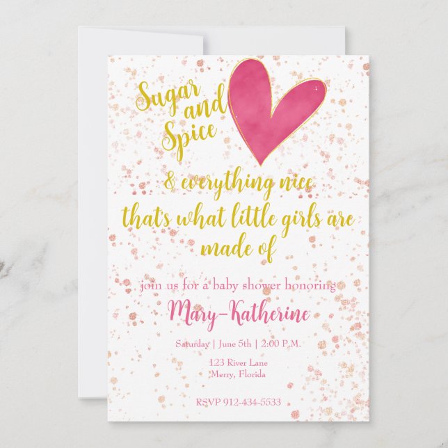 Socker och spice Flicka Baby Shower Inbjudningar (Framsida)