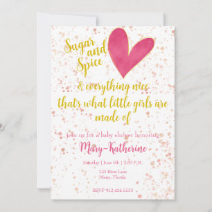 Socker och spice Flicka Baby Shower Inbjudningar
