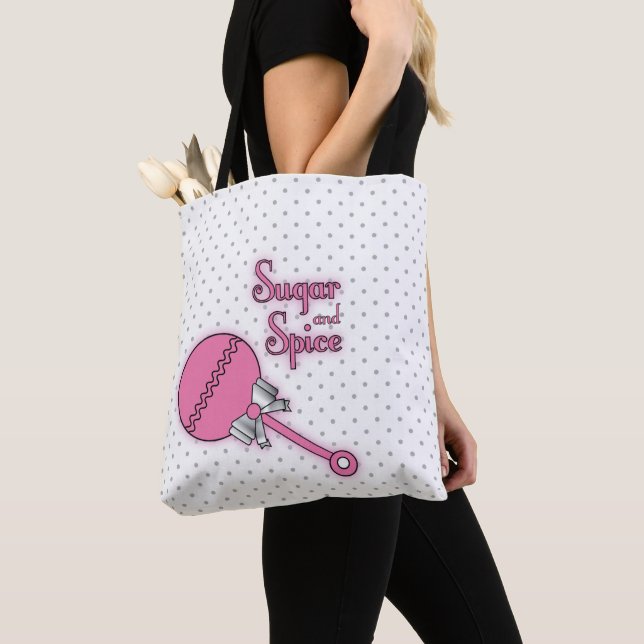 Socker och spice Polka Dot Baby Rattle Tygkasse (Närbild)