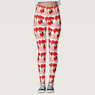Socker och spis - Gamla, fashioniserade hjärtkorts Leggings