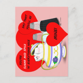 Socker och spis - Gamla, fashioniserade hjärtkorts Vykort