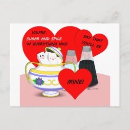 Socker och spis - Gamla, fashioniserade hjärtkorts Vykort