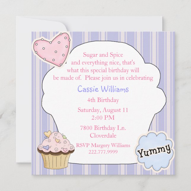 Socker och spiskaka, Födelsedagsfest inbjudan (Framsida)