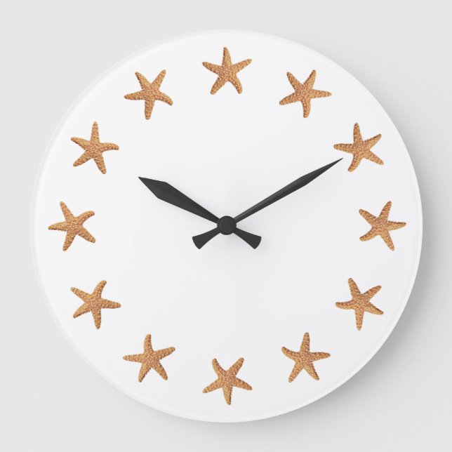 Socker Sjöstjärna, Vit Bakgrundsuror Stor Klocka (Framsida)
