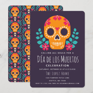 Socker Skallar Día de los Muertos Firande Inbjudningar