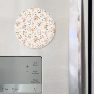 Socker Skallar Fersken Blommor Magnet