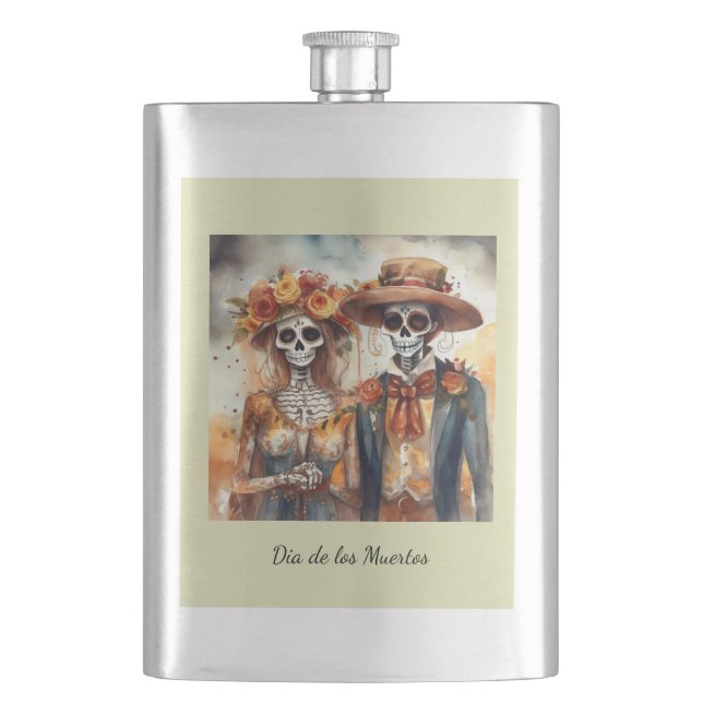 Socker Skalle Älskare Dia de los Muertos Fickplunta (Framsidan)