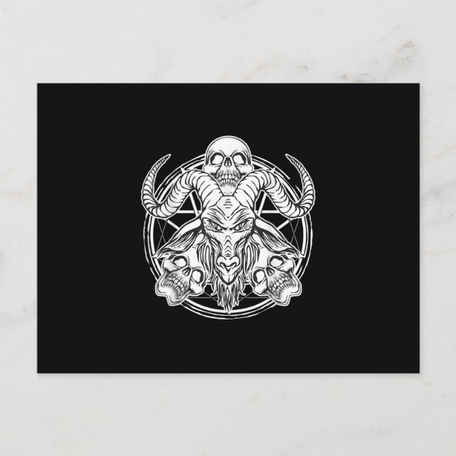 Socker Skalle Baphomet Getter Presenter Inbjudan Vykort (Framsida)